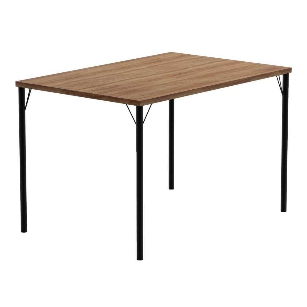 Mesa de Sala Jantar 1586 Aço c/ Tampo Madeirado 120x80cm Preto/Freijo - Carraro