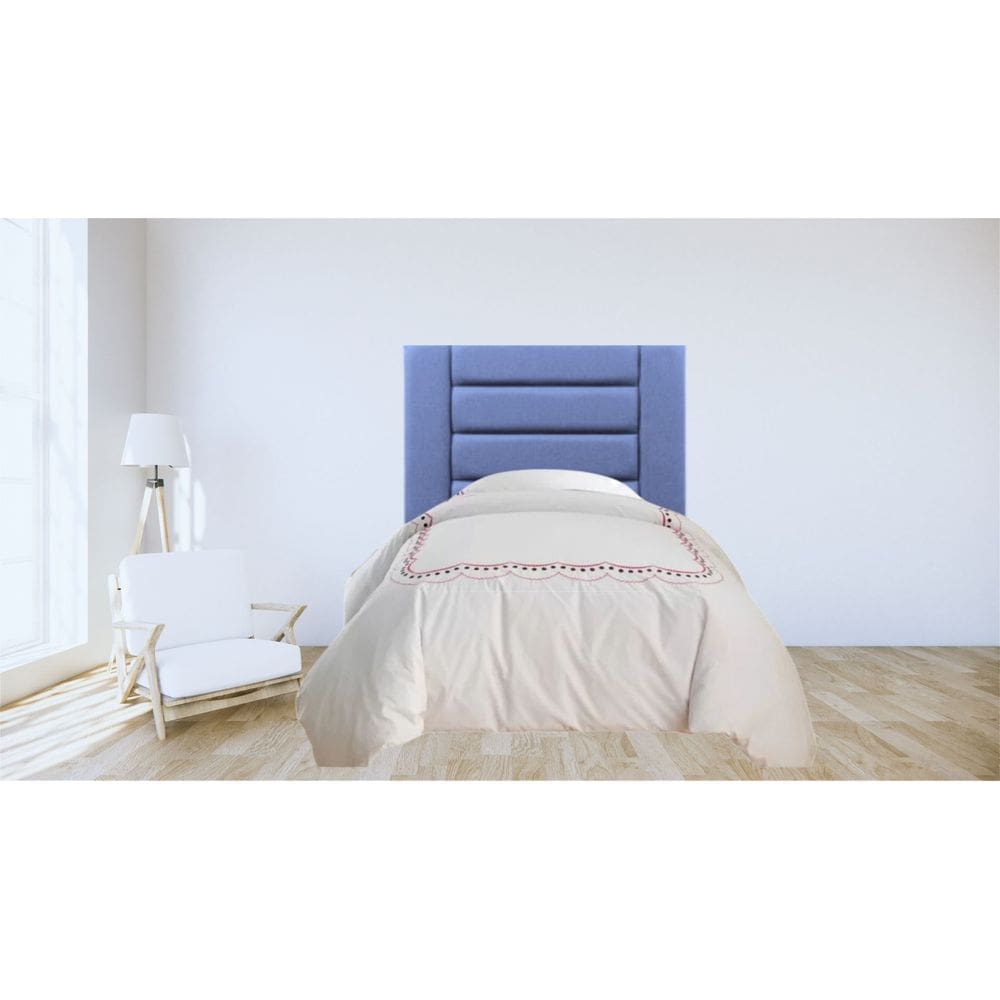 Cabeceira Modulada Estofada de Cama Box Solteiro Linho Azul