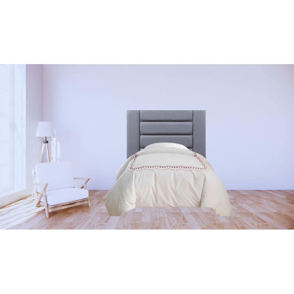 Cabeceira Modulada Estofada de Cama Box Solteiro Linho Cinza