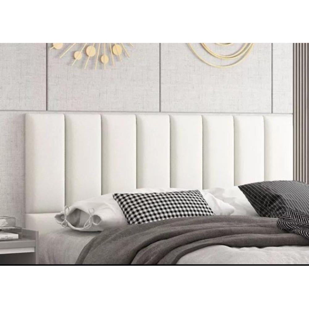 Cabeceira Estofada Queen Deluxe Veludo Off White 08 peças