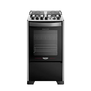 Fogão 4 Bocas Dako Magister Grill  Preto com Mesa Inox Bivolt