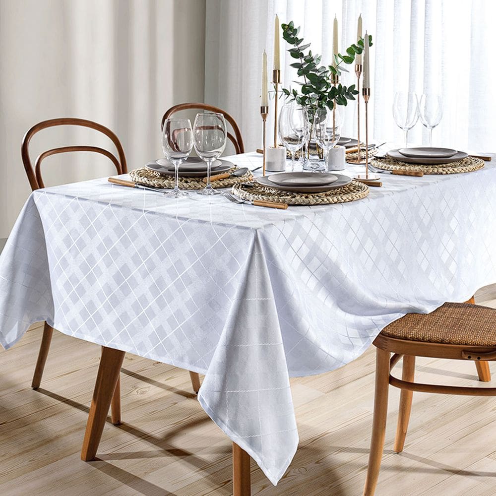 Toalha De Mesa Quadrada 4 Lugares Requinte II Dohler Branco