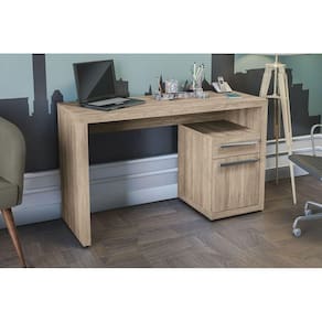 Escrivaninha p/ Escritório S970 c/ 1 Porta e 1 Gaveta Nogal - Kappesberg
