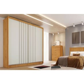 Guarda Roupa Casal 2 Portas de Correr e 4 Gavetas Galati Peroba/Off White - Europa