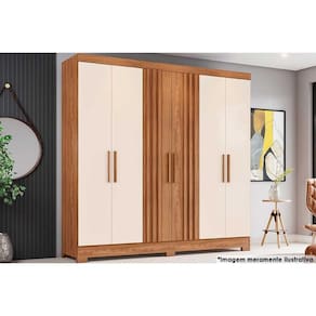 Guarda Roupa Casal 6 Portas e 3 Gavetas c/ Pés Briz B367 Nature/Off White - Henn