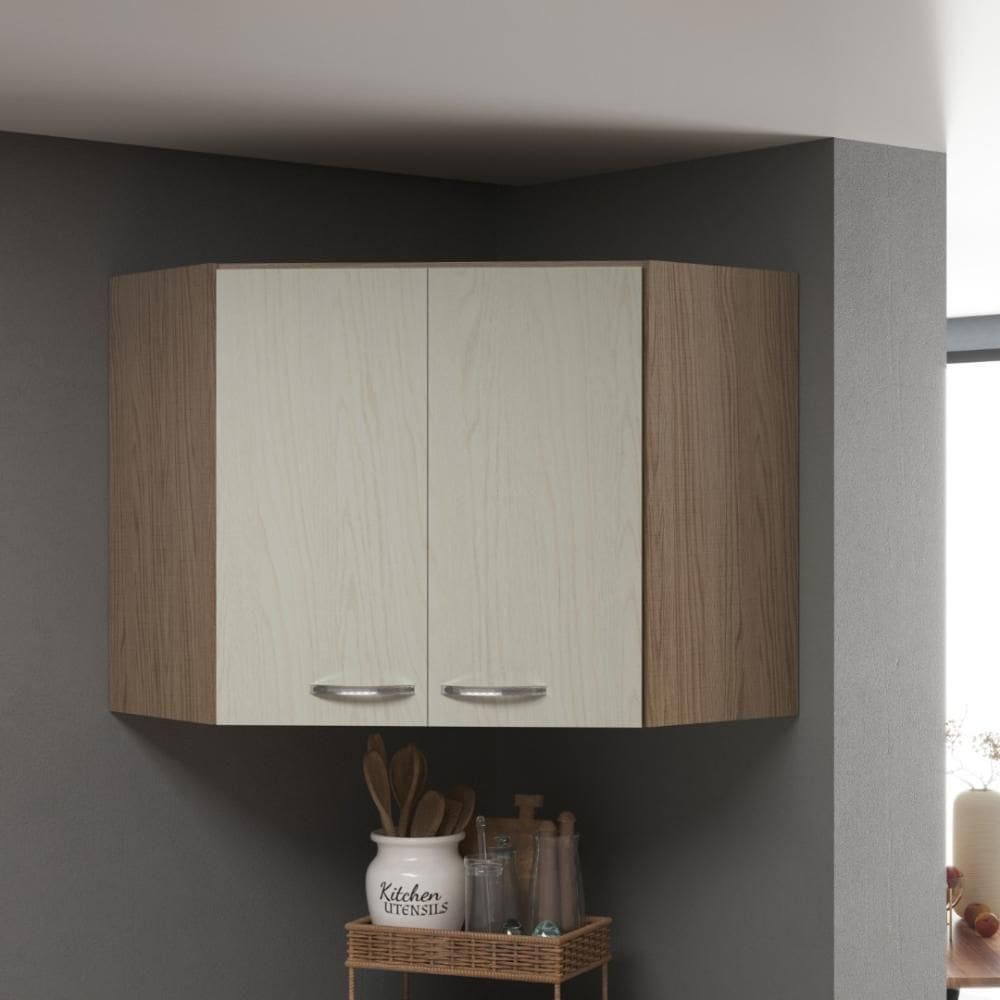 Armário Aéreo Modulado De Canto Paris 2 Portas Nogal/salinas