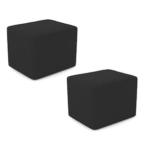 Kit 02 Puffs Decorativos Living Yumi Retangular 60cm Bouclê Preto - Desk Design