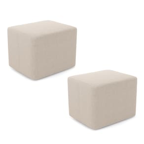 Kit 02 Puffs Decorativos Living Yumi Retangular 60cm Bouclê Bege - Desk Design