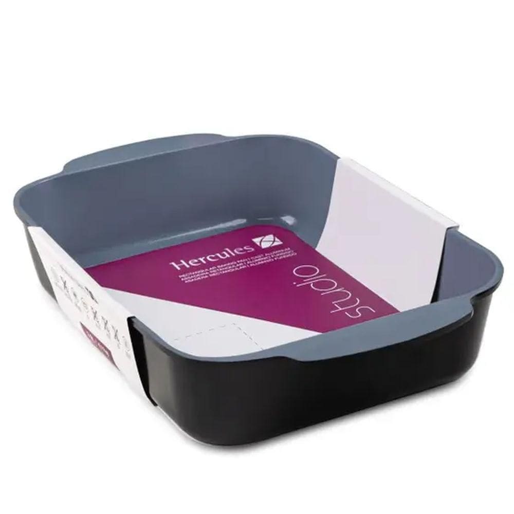 Assadeira Preta Antiaderente Retangular 30x22cm - Hercules