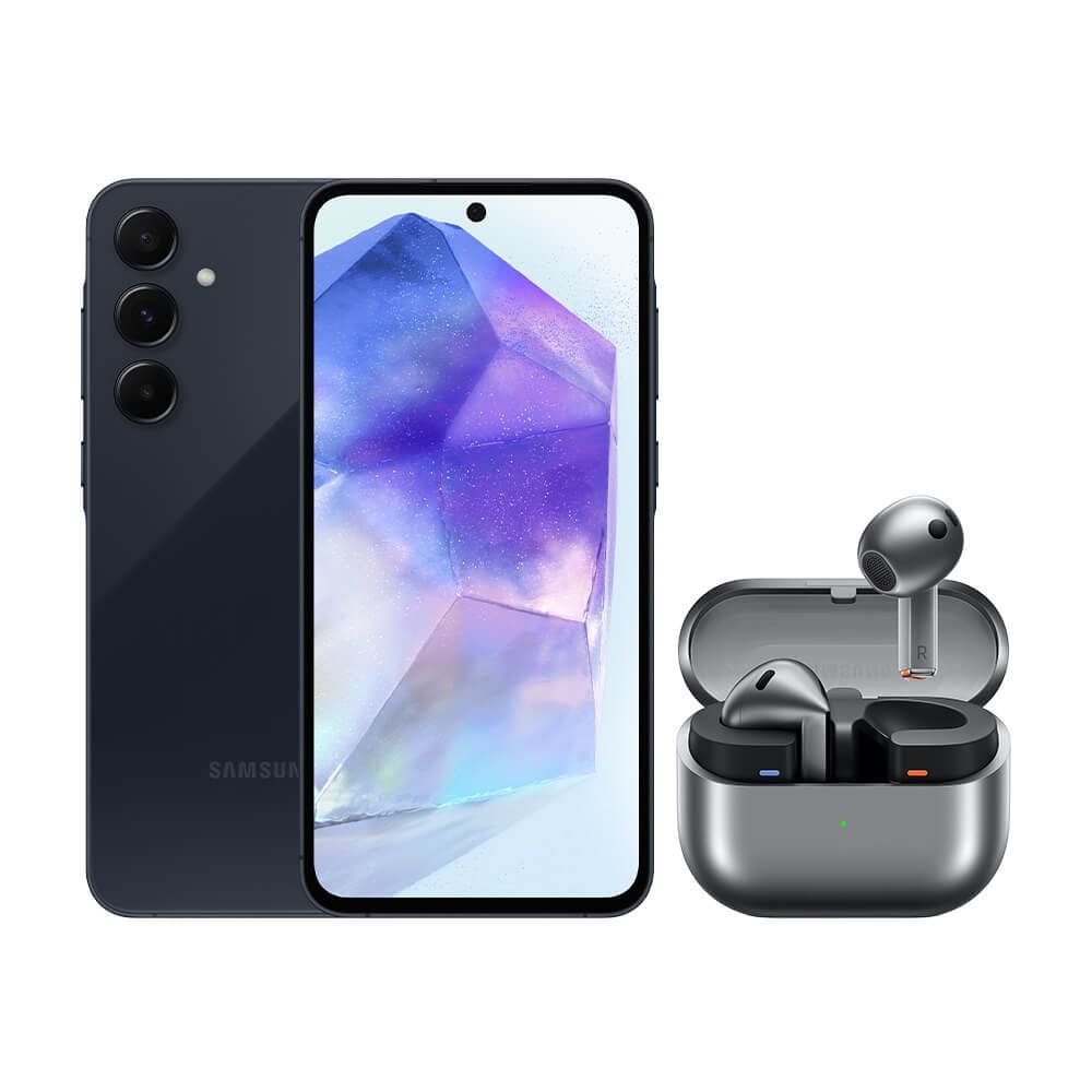 Combo A55 5G (256GB) - Azul Escuro + Galaxy Buds3 - Cinza