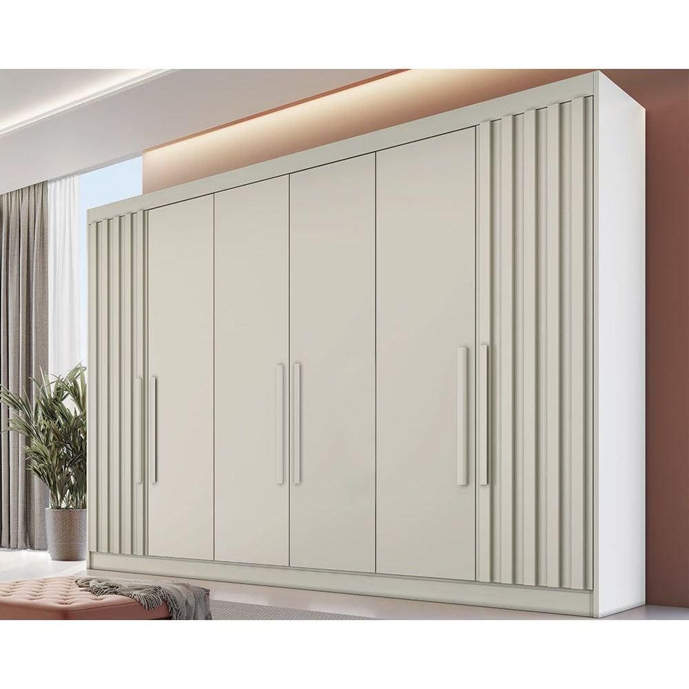 Guarda Roupa Casal 6 Portas (2 Ripadas) e 6 Gavetas Potente Off White - Europa