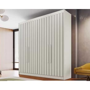 Guarda Roupa Solteiro 4 Portas Ripadas e 3 Gavetas Potente Off White - Europa