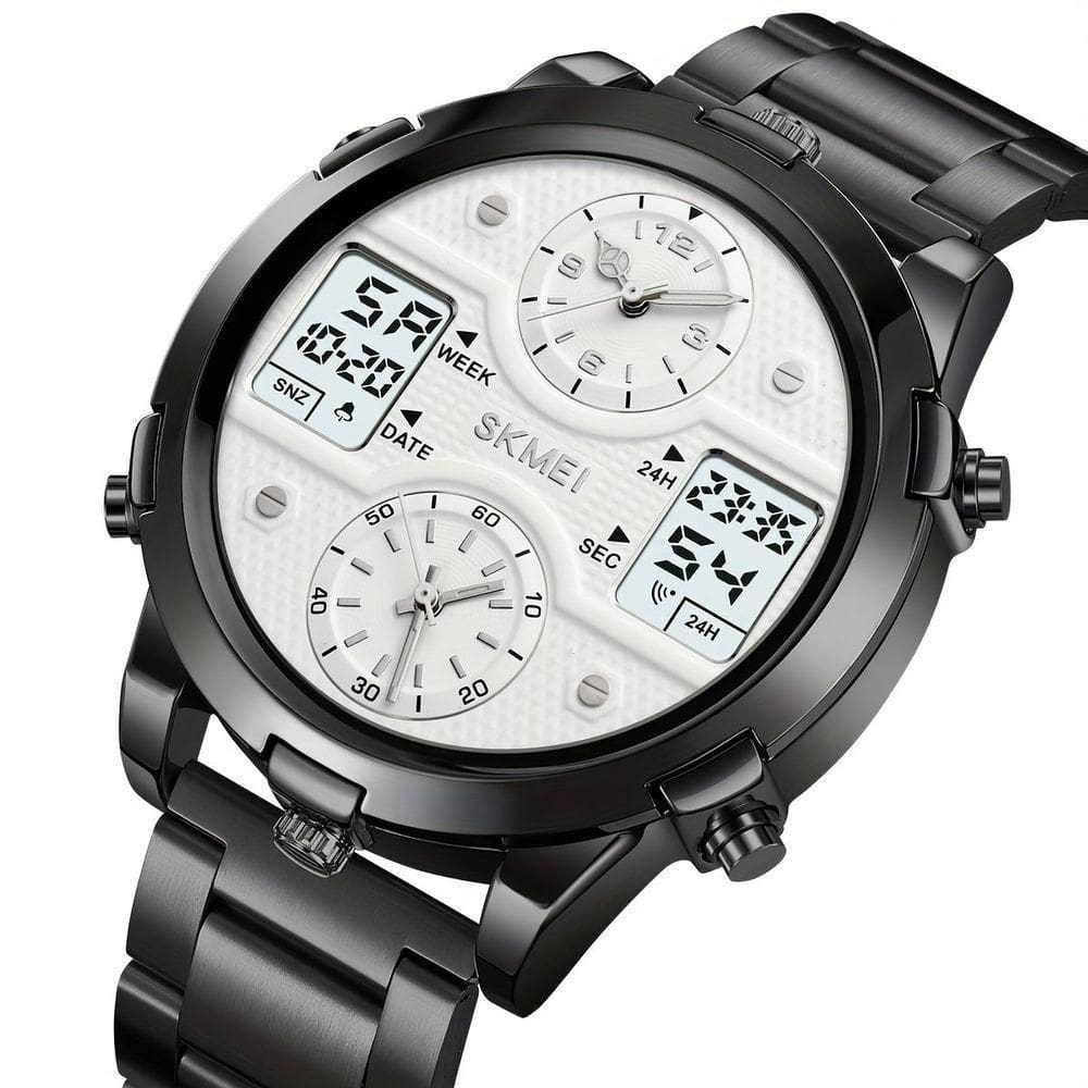Relógio De Pulso Masculino Fashion Skmei Com Pulseira De Aço Cinza