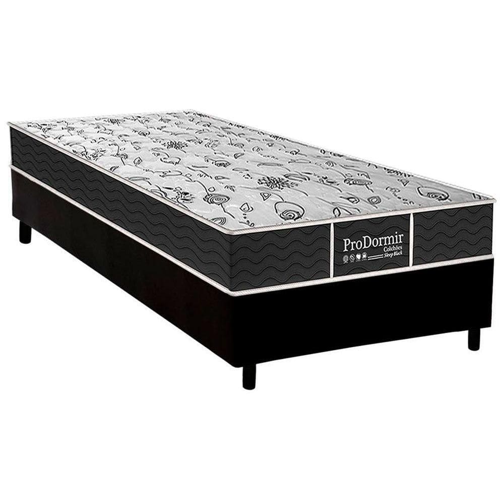 Conjunto Box Solteiro: Colchão Molas Probel Prolastic Sleep + Base CRC Courano Black (88x188)