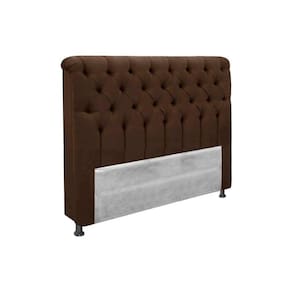Cabeceira Cama Box Estofada Queen Imperatriz Plus Suede Marrom Chocolate - Simbal