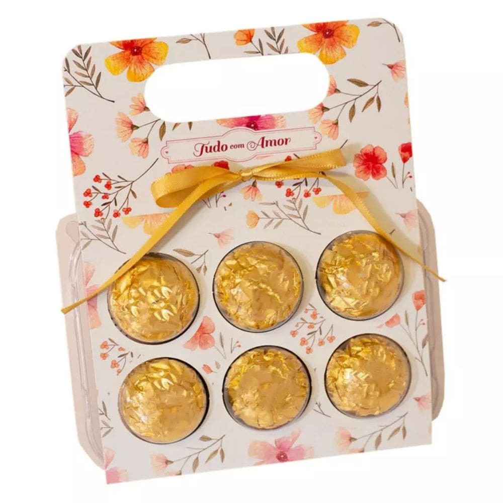Embalagem para Brigadeiro Maleta Blister (Tudo com Amor) Ideal Para 6 Doces 10 Peças - Idea 4548