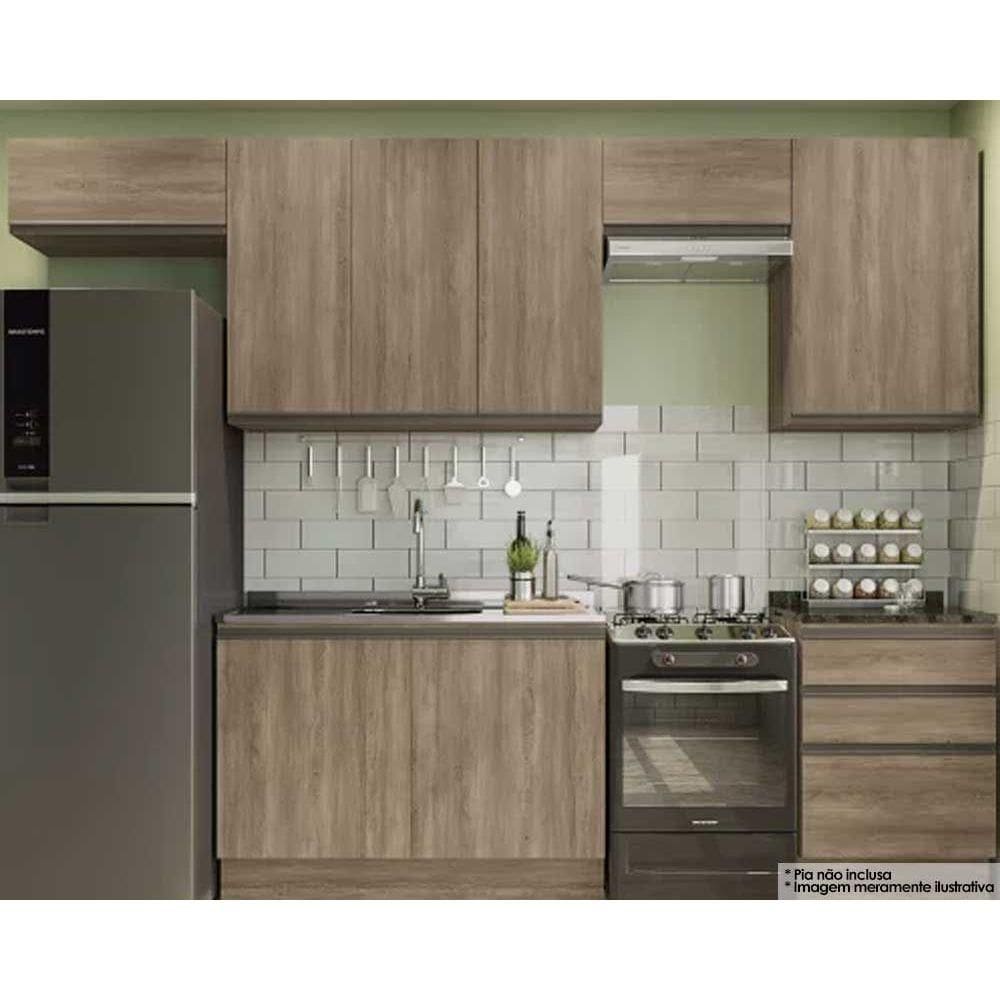 Cozinha Modulada Kappesberg Maxxi 7 Peças (4 Armários + 2 Balcões + 1 Complementos) C6P29 Nogal-Kappesberg