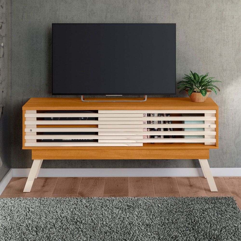 Rack para TV Até 65 Polegadas Frizz 2 Portas Cinamomo/Off White - Madetec
