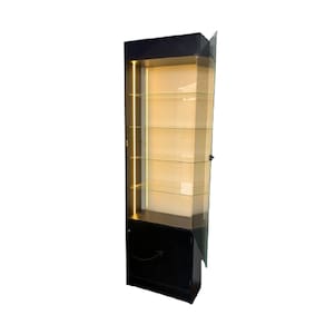 Anita Slim Frontal Com Armário Porta Vidro Super Led Preto