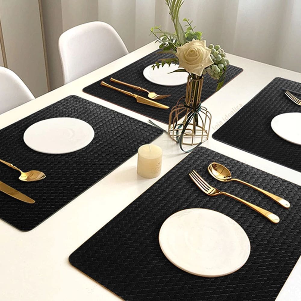 10 Jogo Americano Mesa Posta Luxo Impermeável Pvc Trm Pt