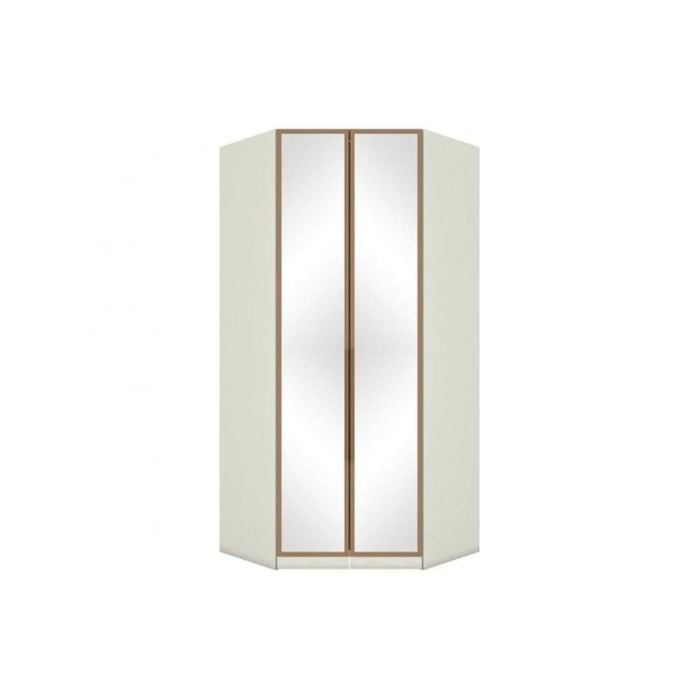 Modulado de Quarto Closet de Canto Oblíquo Seletto MC06 c/ 2 Portas c/ Espelho e 3 Gavetas Areia/Jequitibá - Henn