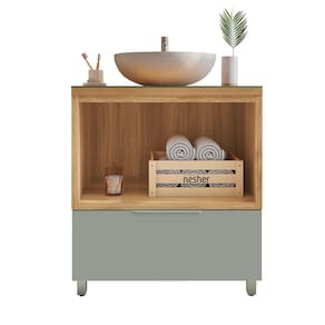 Gabinete de Banheiro 80cm com Caixa Organizadora Marquesa 70cm MDF Nesher