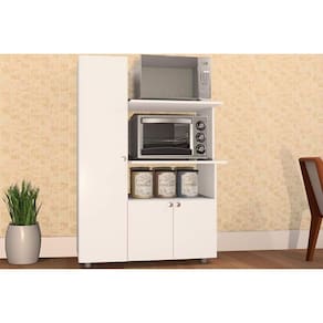 Balcão Multiuso Cozinha Âmbar c/ 3 Portas e 2 Nicho p/ Forno 70cm Branco - Telasul