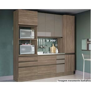 Cozinha Modulada Kappesberg Maxxi 4 Peças (1 Armário + 1 Balcão + 2 Paneleiros) CPT46 Nogal-Kappesberg