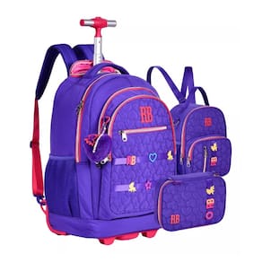 Kit Mochila de Rodinhas Rebecca Bonbon Lancheira e Estojo RB24538 Lilás
