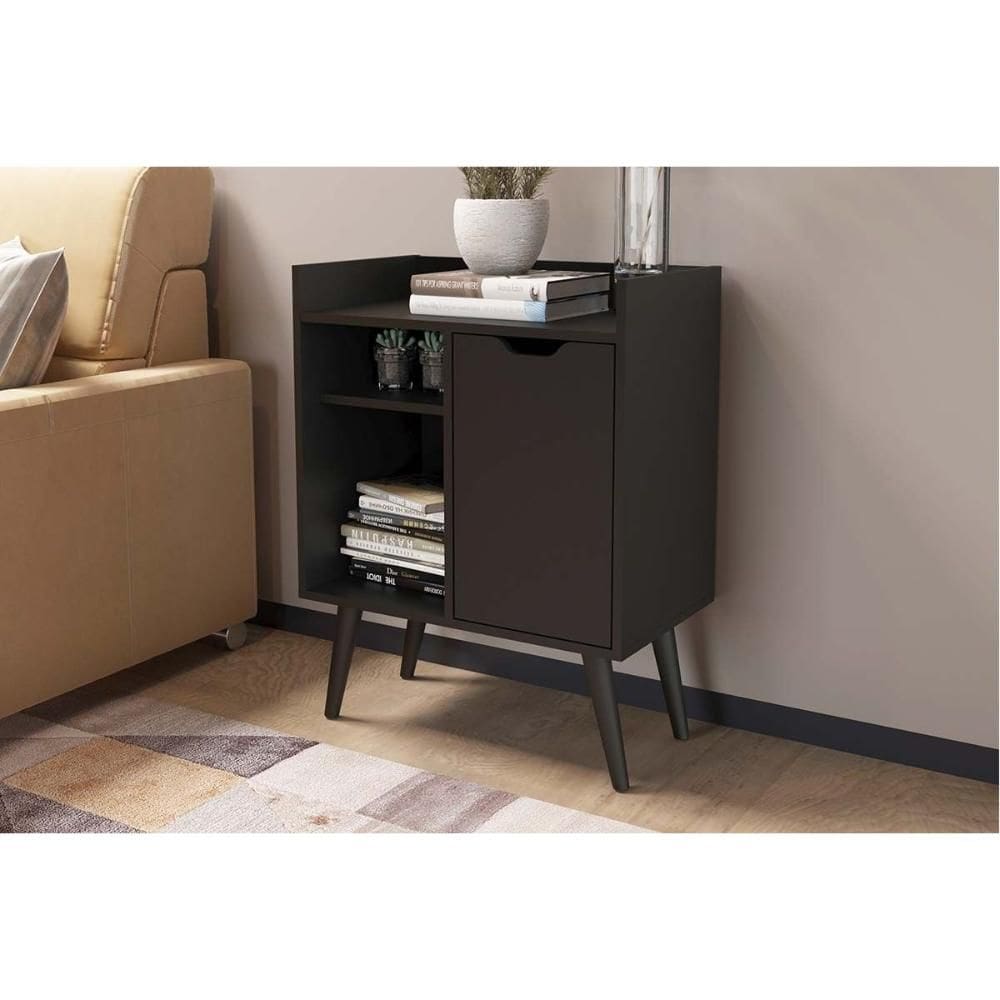 Aparador de Sala Jantar AP2310 c/ 1 Porta e 2 Nichos Preto - Tecno Mobili