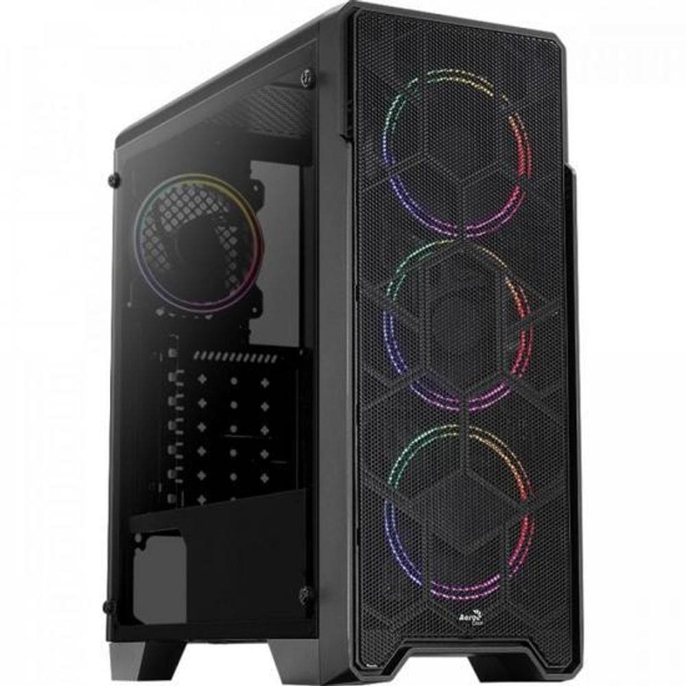 Gabinete Gamer Aerocool Ore Saturn Preto RGB Lateral Acrílico [F002]