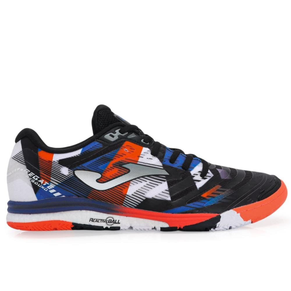 Chuteira Joma Futsal Regate Rebound Preto Laranja e Azul