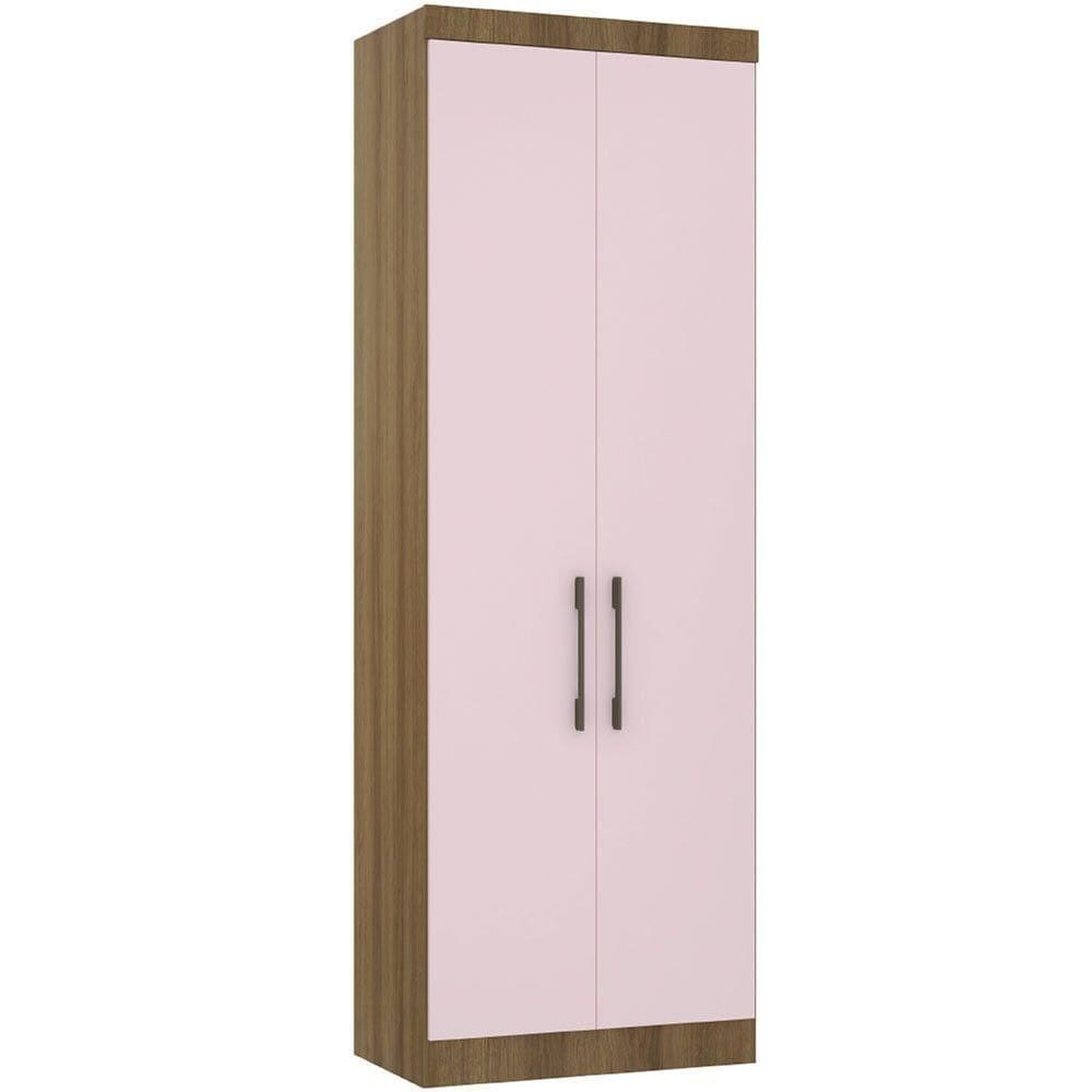 Guarda Roupa Modulado 79cm 2 Portas Paris Luciane Móveis Avelã Pf Com Rosa Pf