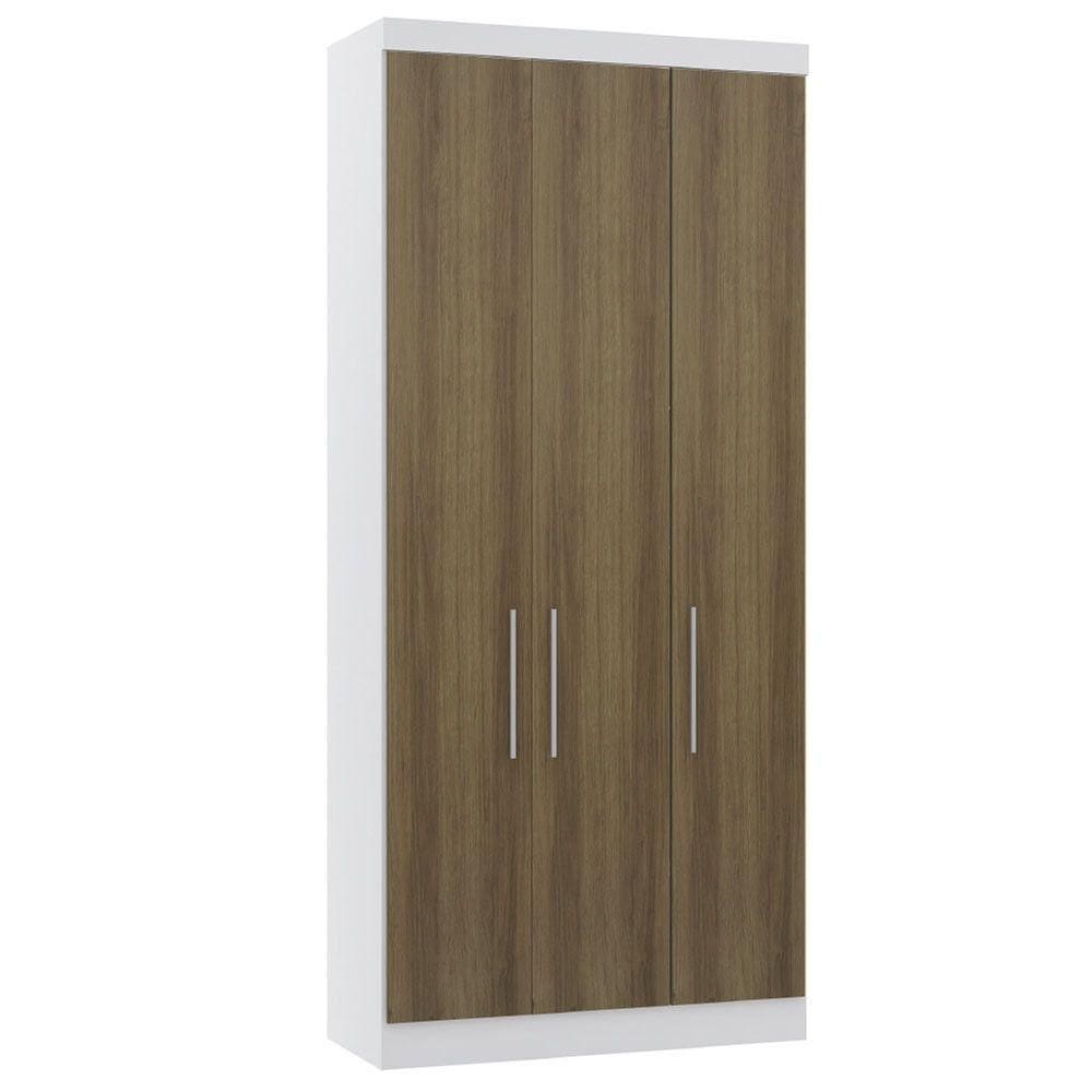 Guarda Roupa Modulado 101,50cm 3 Portas Alpes Luciane Móveis Branco Pf Com Avelã Pf