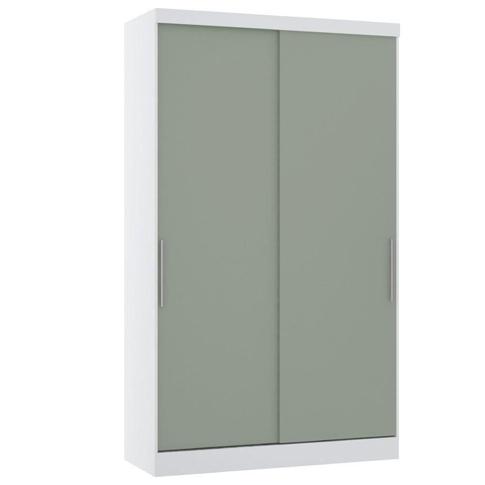 Guarda Roupa Modulado 134,50cm 2 Portas De Correr Alpes Luciane Móveis Branco Pf Com Verde Pf