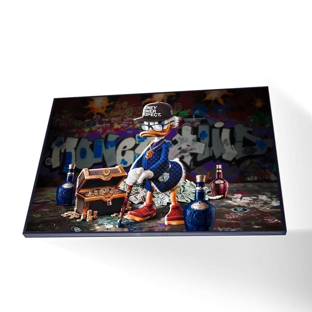 Quadro Tio Patinhas Vinil Sem Vidro Tamanho/moldura 90x60 Caixa Cor Preta