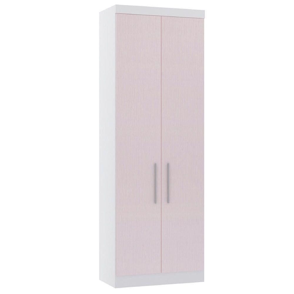 Guarda Roupa Modulado 79cm 2 Portas Alpes Luciane Móveis Branco Pf Com Rosa Pf