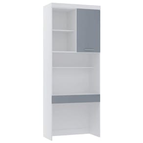 Bancada De Estudos Modulada 90cm 1 Porta Alpes Luciane Móveis Branco Pf Com Grey Sky Pf