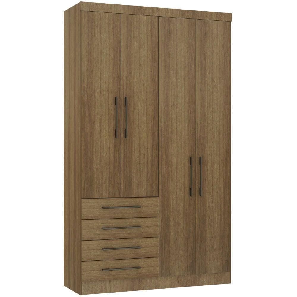 Guarda Roupa Modulado 134,50cm 4 Portas E 4 Gavetas Paris Luciane Móveis Avelã Pf Com Avelã Pf