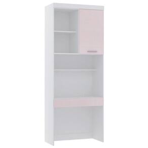 Bancada De Estudos Modulada 90cm 1 Porta Alpes Luciane Móveis Branco Pf Com Rosa Pf