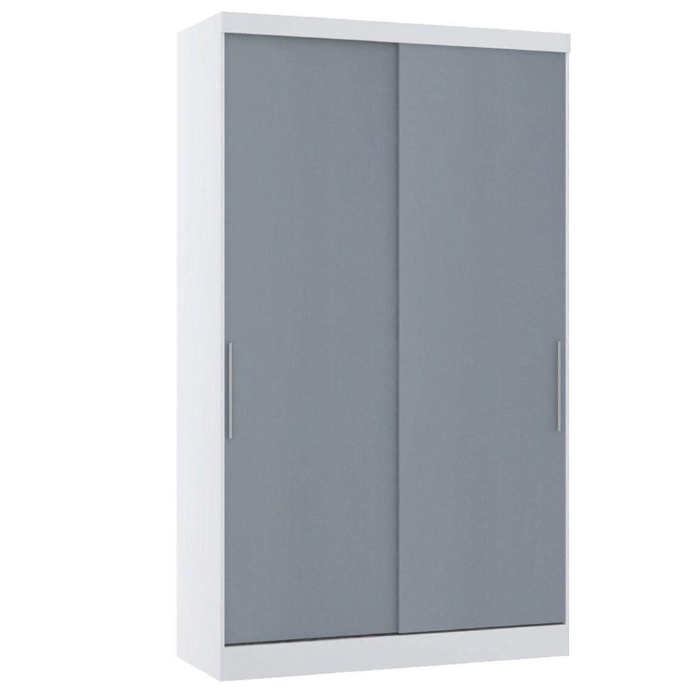 Guarda Roupa Modulado 134,50cm 2 Portas De Correr Alpes Luciane Móveis Branco Pf Com Grey Sky Pf