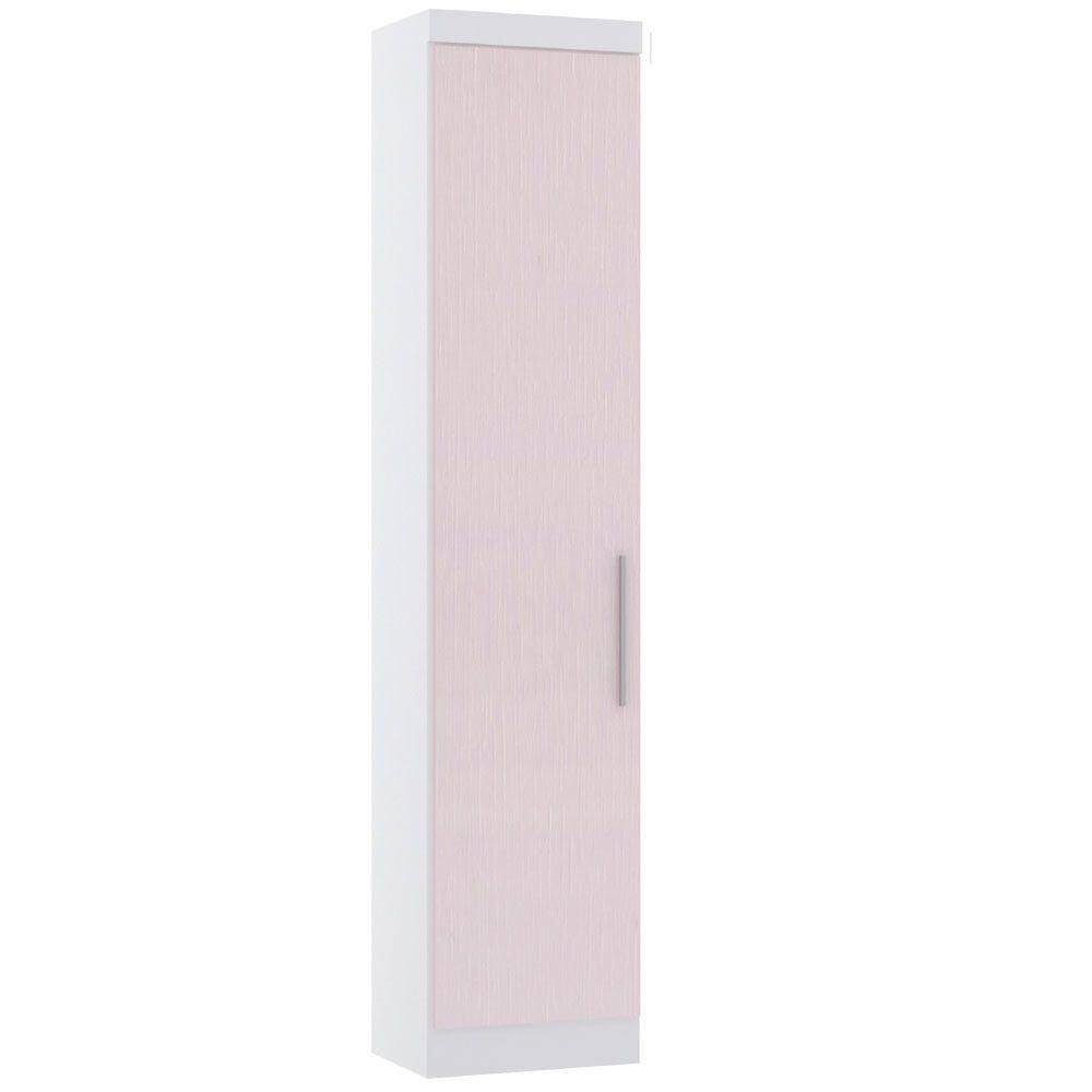 Guarda Roupa Sapateira Modulado 50cm 1 Porta Alpes Luciane Móveis Branco Pf Com Rosa Pf