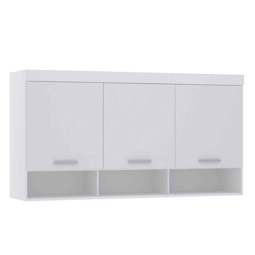 Armário Aéreo Maleiro Modulado 165cm 3 Portas Alpes Luciane Móveis Branco Pf Com Branco Pf