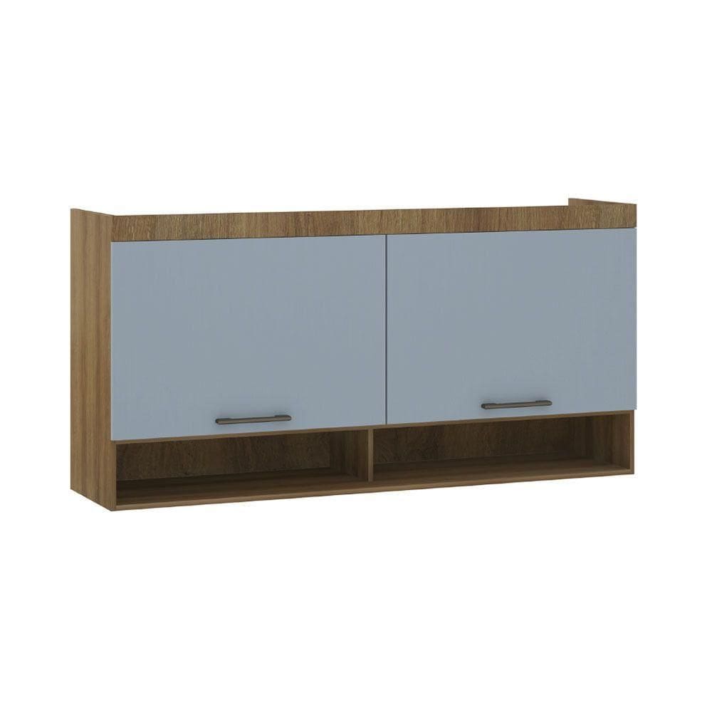Armário Aéreo Maleiro Modulado 165cm 2 Portas Basculantes Paris Avelã Pf Com Grey Sky Pf