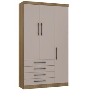 Guarda Roupa Modulado 132cm 3 Portas E 4 Gavetas Paris Luciane Móveis Avelã Pf Com Cinammon Pf