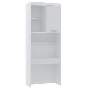 Bancada De Estudos Modulada 90cm 1 Porta Alpes Luciane Móveis Branco Pf Com Branco Pf