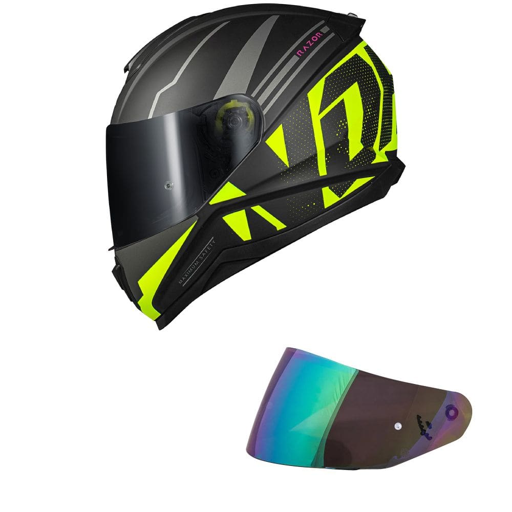 Capacete Norisk Razor Full Preto e Amarelo Fosco Mais Viseira Camaleão