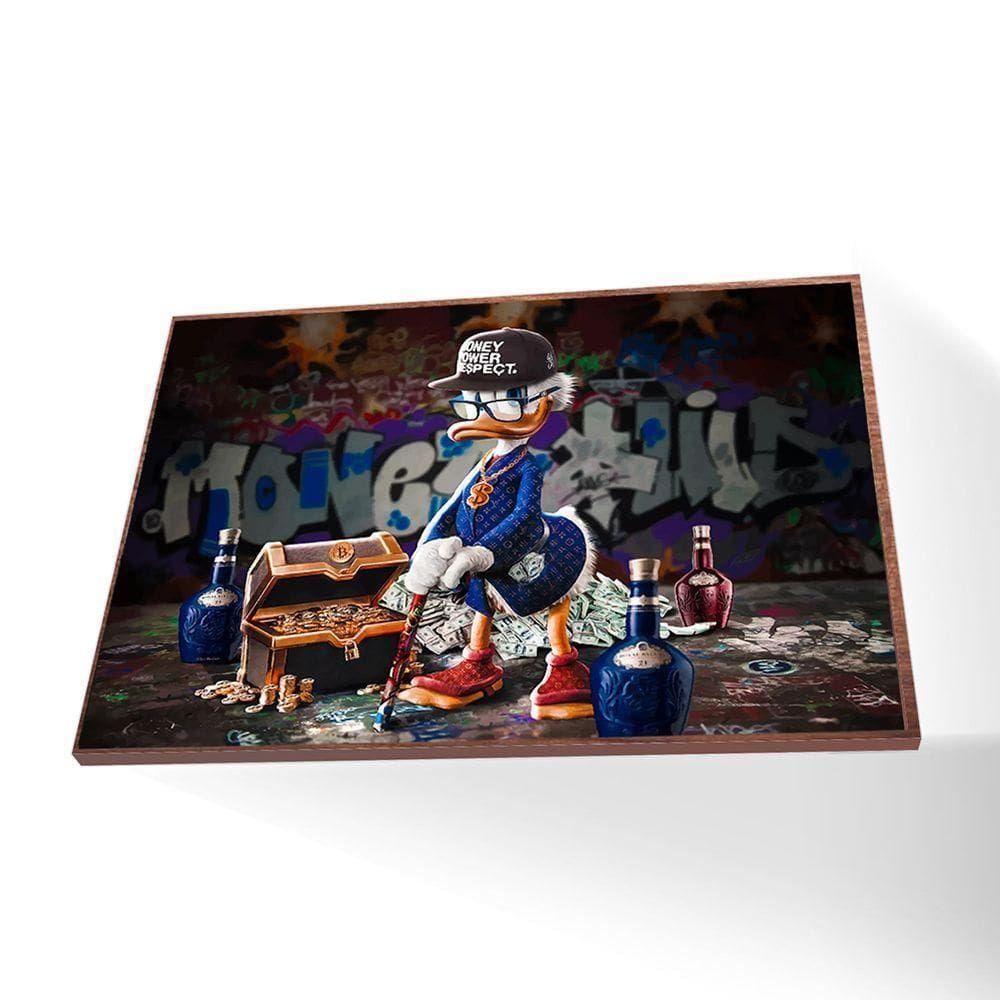 Quadro Tio Patinhas Vinil Sem Vidro Tamanho/moldura 40x30 Caixa Cor Madeira