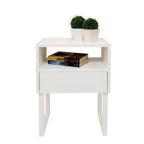 Mesa De Cabeceira Lateral Nicho Com Gaveteiro Branco Laca