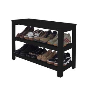 Sapateira Banco De Piso Para Closets E Quartos 8 Pares Sapatos Preto Laca
